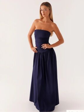 Peppermayo Carmel Maxi Strapless Dress Navy Brand New W/ Tags